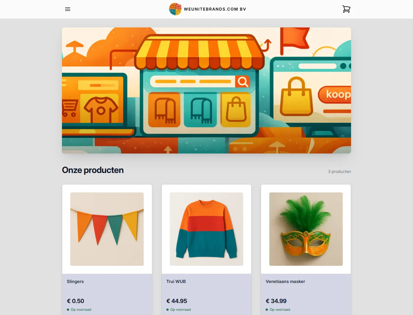 Example of a fully branded webshop on the WeUniteBrands platform
